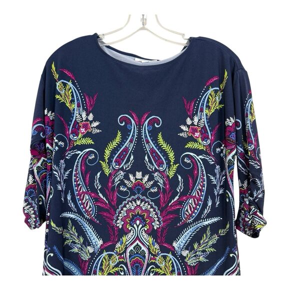 Chico’s Ruched Sleeve Jersey Dress Petite Size Extra Small 00P Shift - Picture 2 of 10